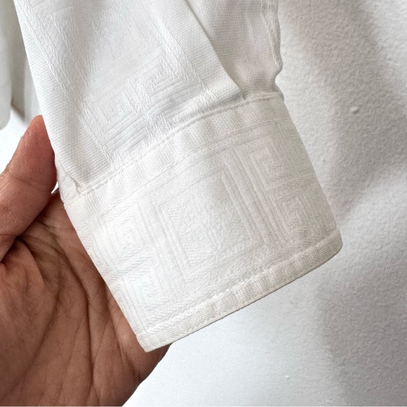 Gianni Versace Vintage Greca Pattern Minimalist White Shirt Long Sleeves Sz 44 - Picture 8 of 16
